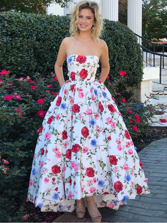 floral high low formal dress