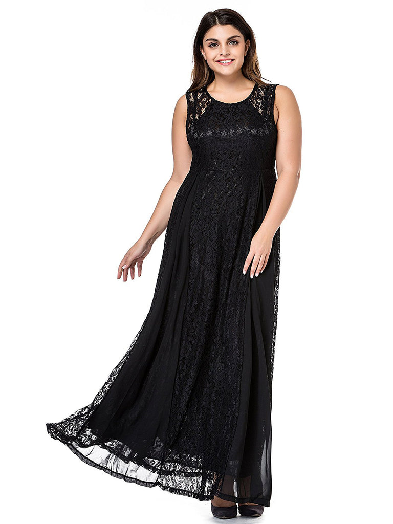 Lace Plus Size Prom Dresses Black Burgundy Floor-length Prom Dress JKP ...