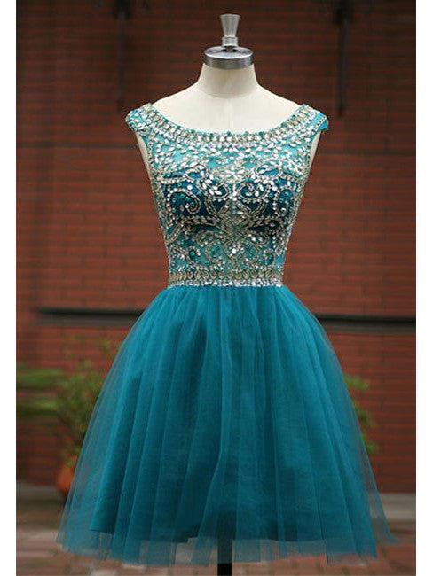 2022 Homecoming Dress Tulle Dark Green Short Prom Dress Party Dress JK ...