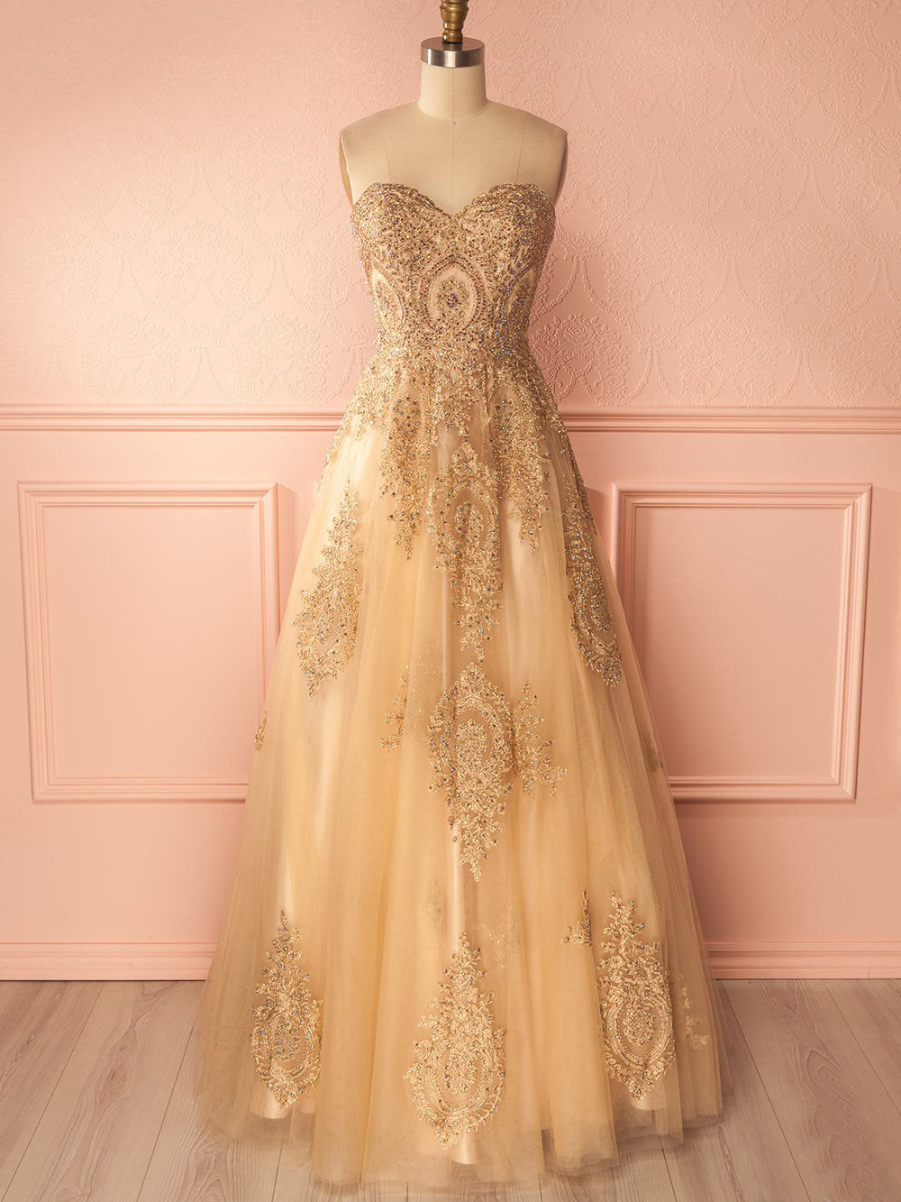 Beautiful Prom Dresses Aline Sweetheart Gold Laceup Prom Dress/Eveni