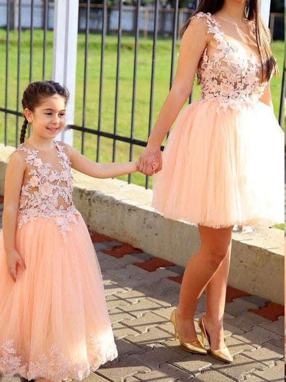 Beautiful Short Prom Dresses Scoop Ball Gown Pearl Pink Homecoming Dre ...