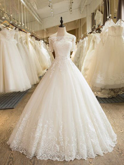 Beautiful Wedding Dresses Off The Shoulder Ball Gown Lace Ivory Bridal Anna Promdress 