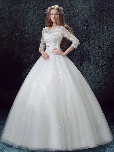 Sexy Wedding Dresses Ball Gown Appliques Sequins Beautiful Bridal Gown ...