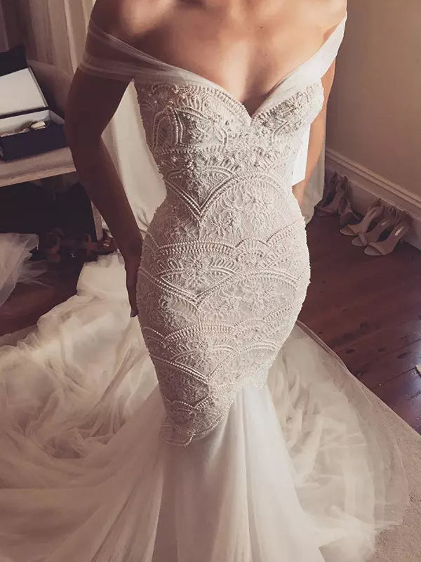lace and beaded wedding dress