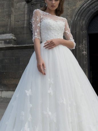 half sleeve wedding dress