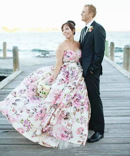 floral print wedding dress