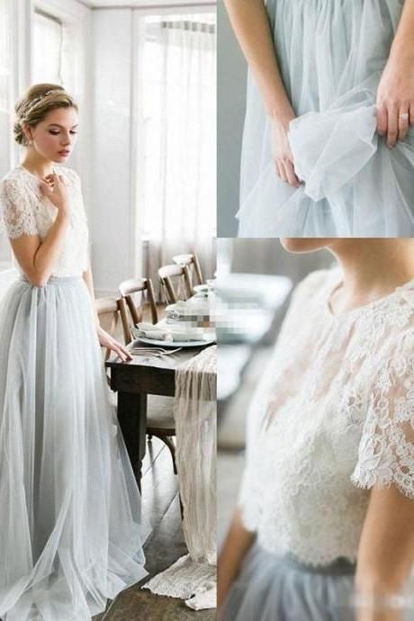 simple two piece wedding dress