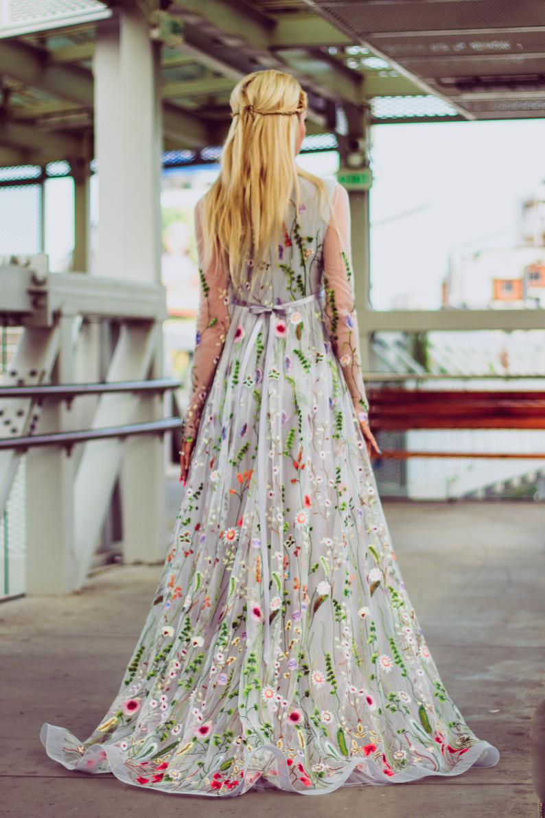 floral embroidered wedding gown