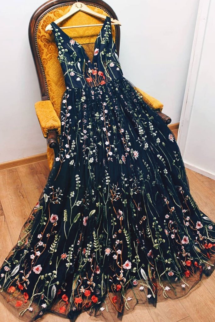 long floral evening gowns