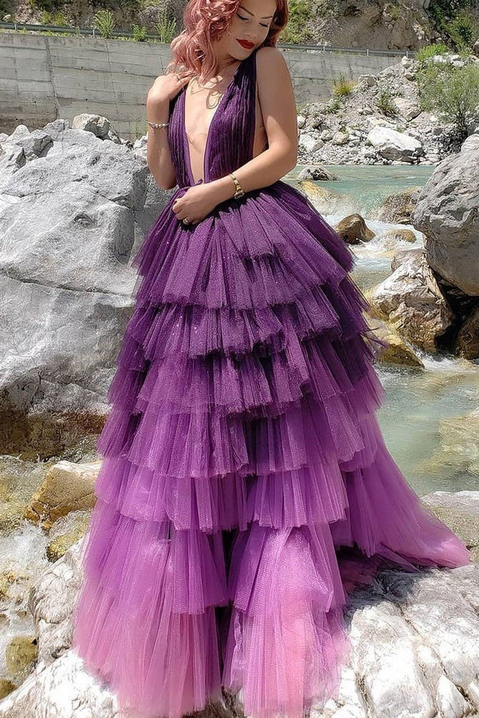 Wrap Front Tulle Maxi Dress In Purple | lupon.gov.ph