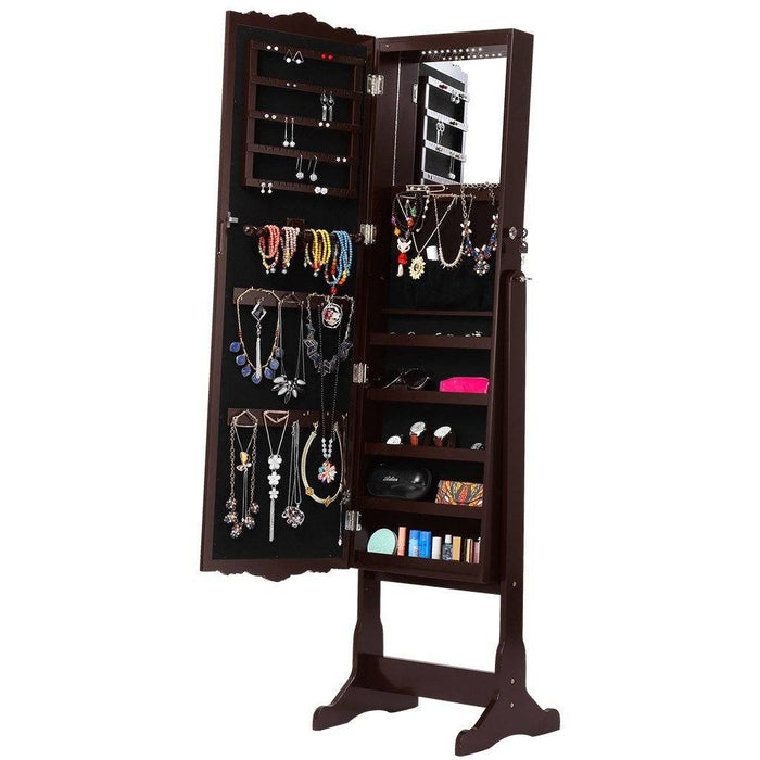 Langria 10 Leds Jewelry Cabinet Standing Large Mirrored Jewelry