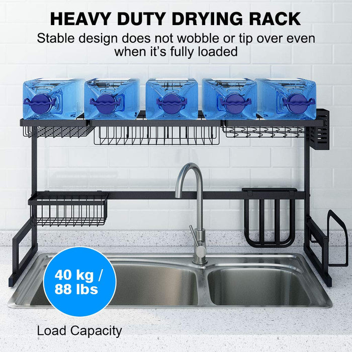 Dish Drying Rack Over Sink Stainless Steel Drainer Shelf 37 4 Inches Width Black