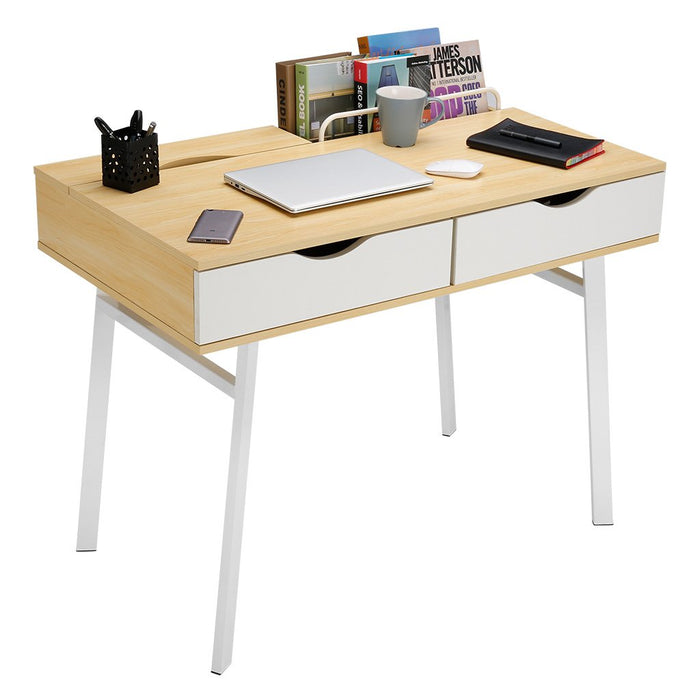Langria Modern Minimalist Large Computer Desk With 2 Drawers