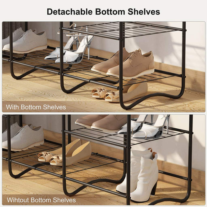 Large Iron Standing Closet Garment Rack With Rods And Shelves
