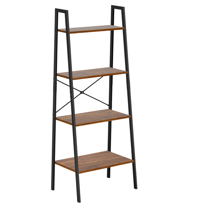 Industrial Ladder Shelf 5 Tier Bookshelf Storage Rack Shelves