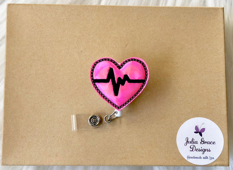 Heart Badge Reel, Valentine's Day Retractable Badge, Retractable ID Ba –  Julia Grace Designs