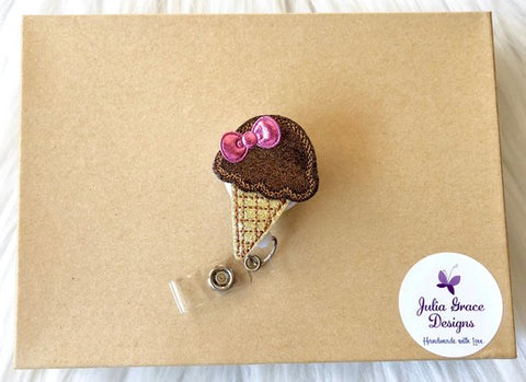 Ice Cream Retractable Badge, Felt Badge Reel, Retractable ID Badge