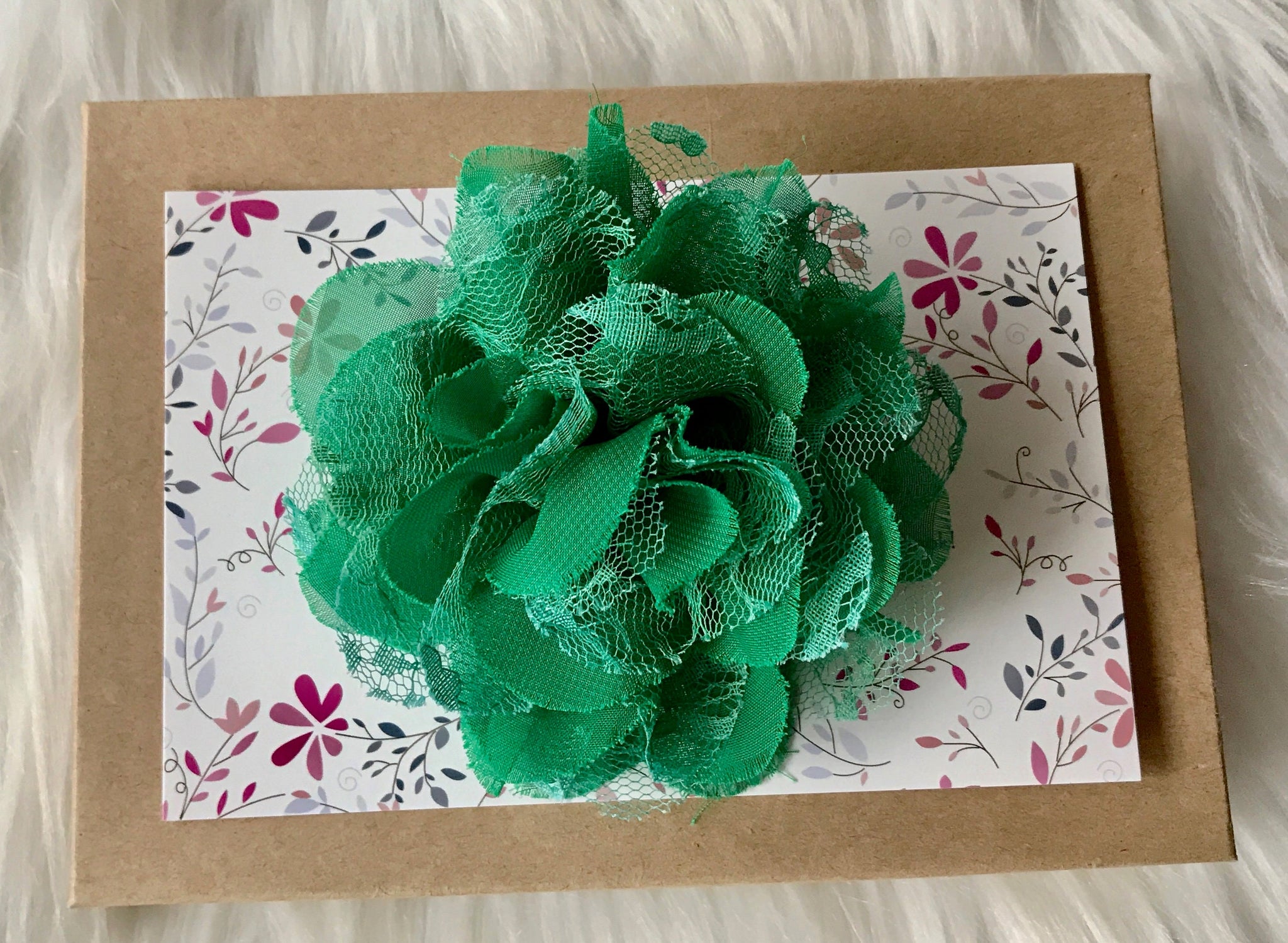 green flower hair clip