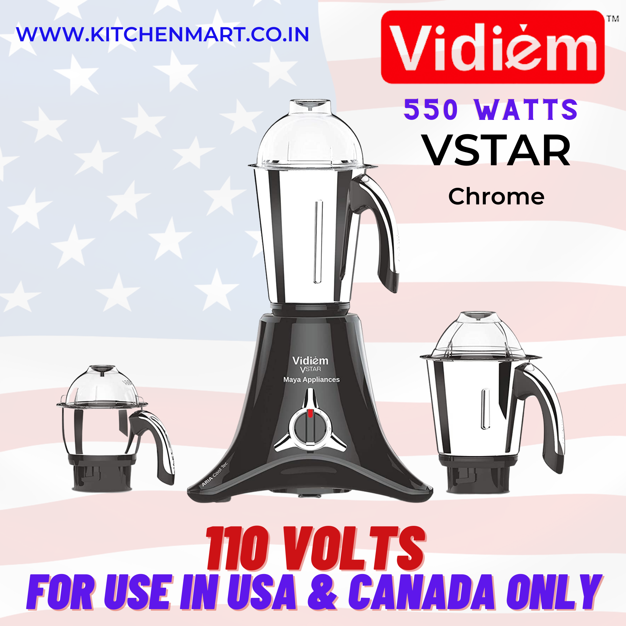 Vidiem Tusker Mixer Grinder 750W - 110 V with 5 Jars - Diamond Trading Inc