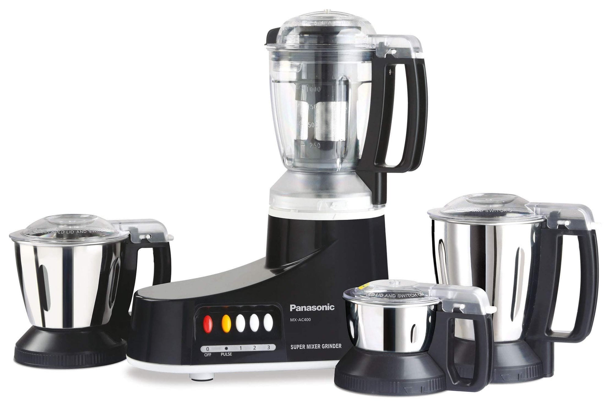 Panasonic MXAC460 550Watt Super Mixer Grinder with 4 Jars (Black) ISI