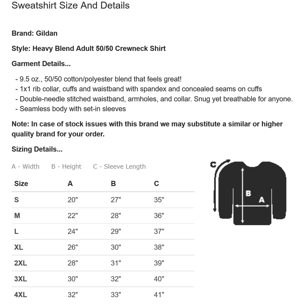 Sweatshirt Size And Details