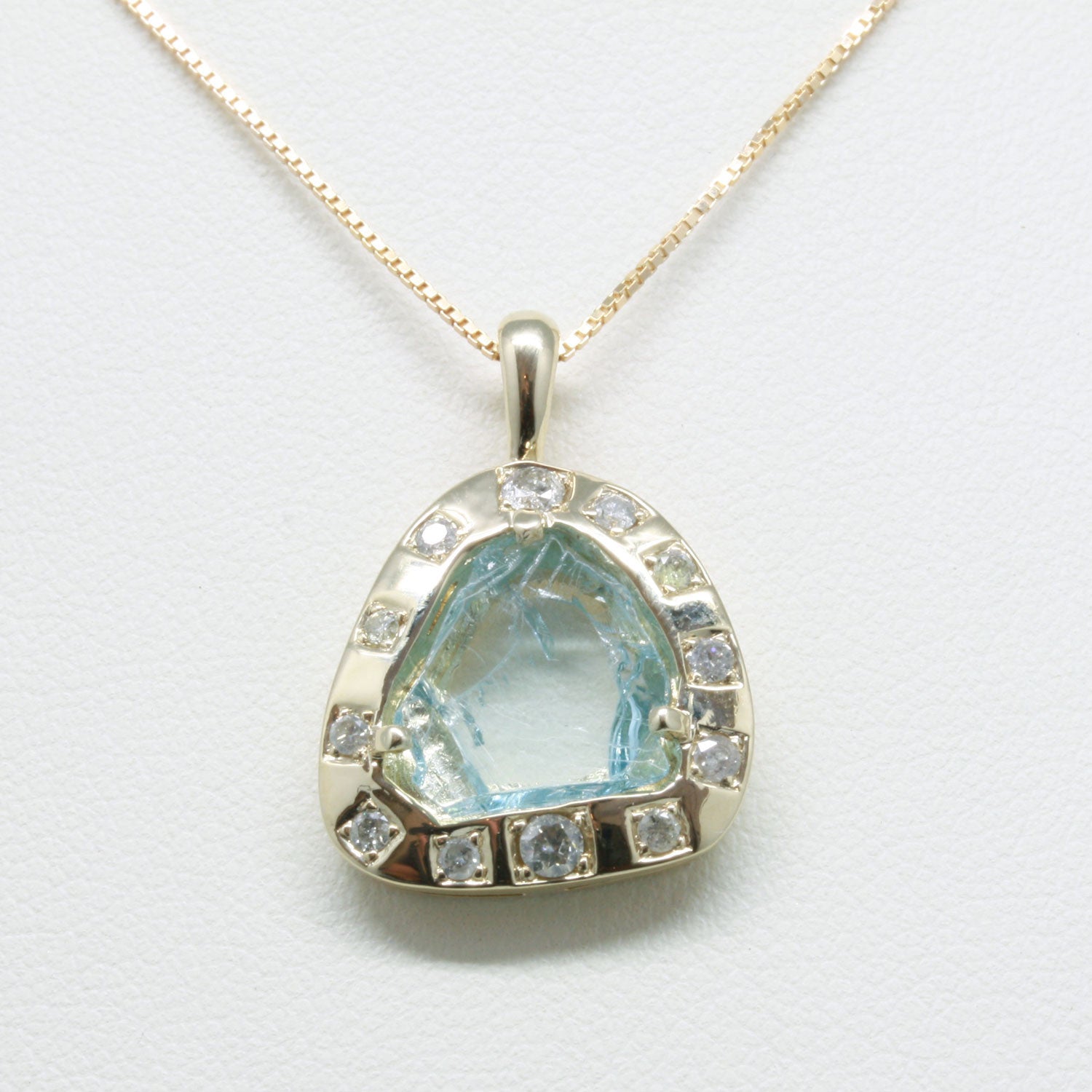 Aquamarine Shard and Diamond Pendant in 10k Gold : Lawson Gems ...
