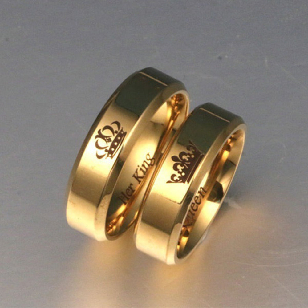 Lovers Her King His Queen Crown Ring For Couples Gold Color
