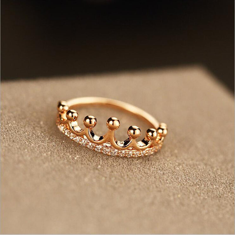 Luxury Crown Queen Ring Rose Gold Metal 