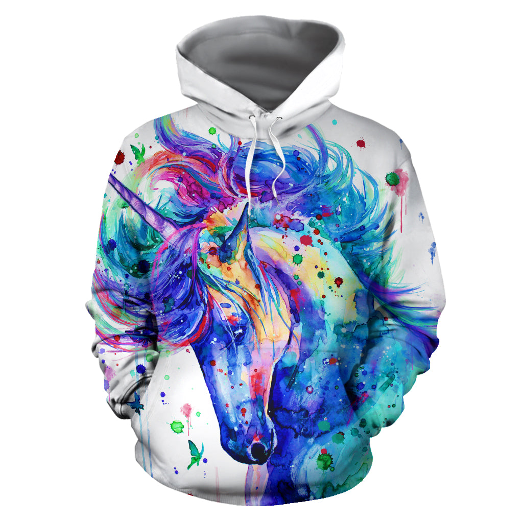 3D Printed Cartoon Colorful Unicorn All Over Printed Hoodie - Gift For ...