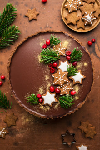 Delicious Vegan Recipes Enjoy At Christmas - Gingerbread Amaretto Chocolate Tart: A Decadent Delight!