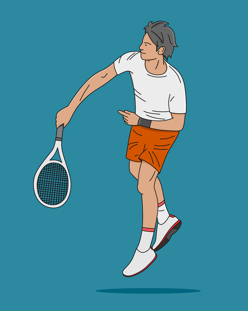 QUICK AND EASY BEST VEGAN Spaghetti Carbonara - image of a cartoon man doing a tennis serve 
