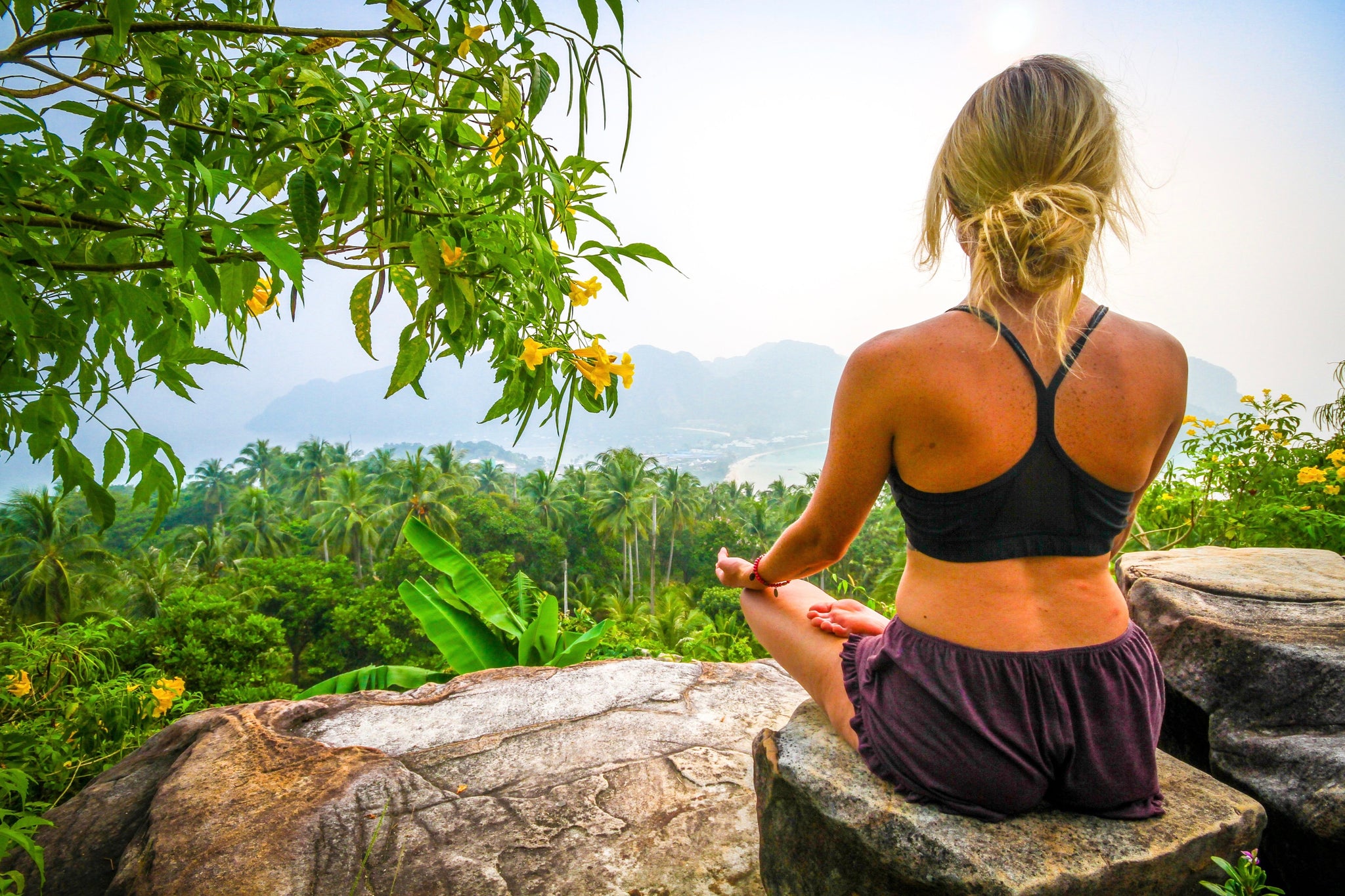 Yoga retreat woman meditating