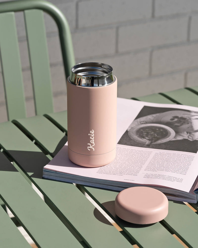 Rose Gold Tumbler with Matte Black Personalized Starbucks Logo