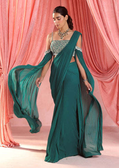 Gorgeous Designer Pre-Draped Saree | Aliyana – Aliyana Designer Wear