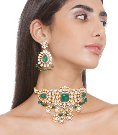 Indiatrend Vaani Kundan Choker Necklace Set Blue