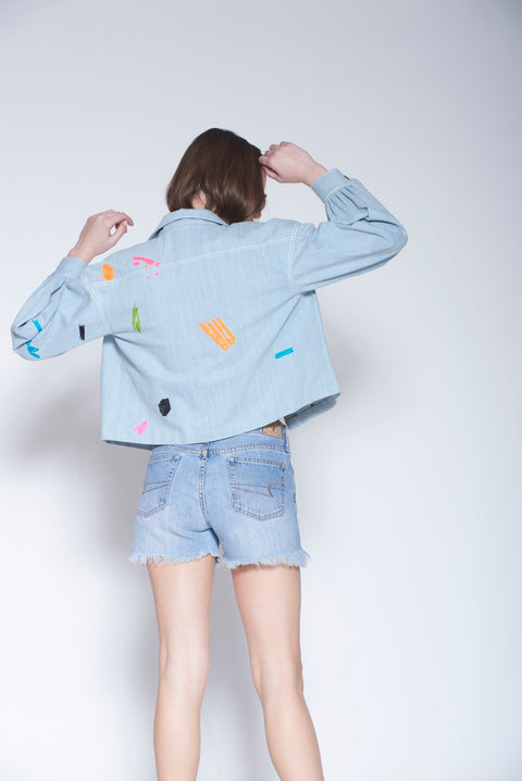 light blue short jacket