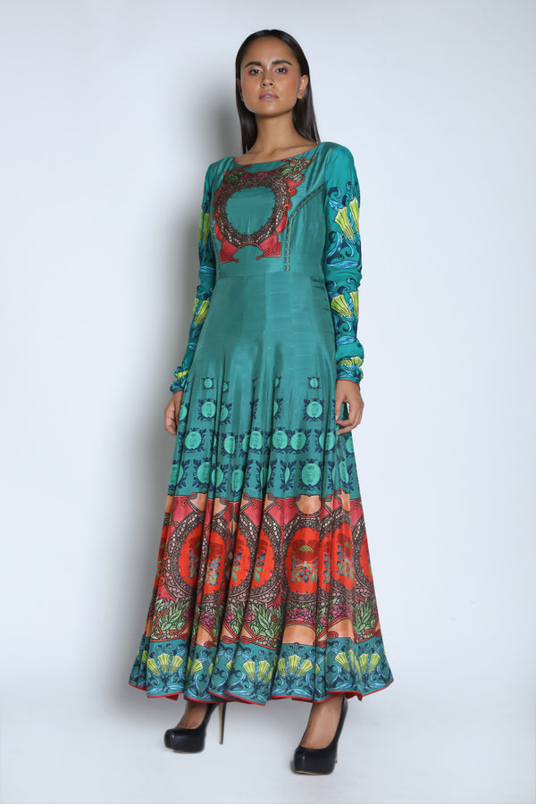 Nautanky | Peacock Blue Anarkali Set | INDIASPOPUP.COM