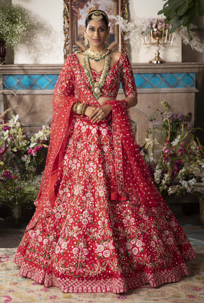 Nude Floral Lehenga Set – Estie Couture