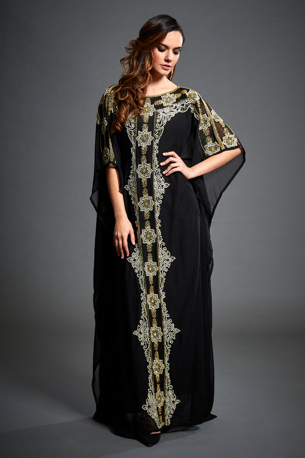 black kaftan maxi dress