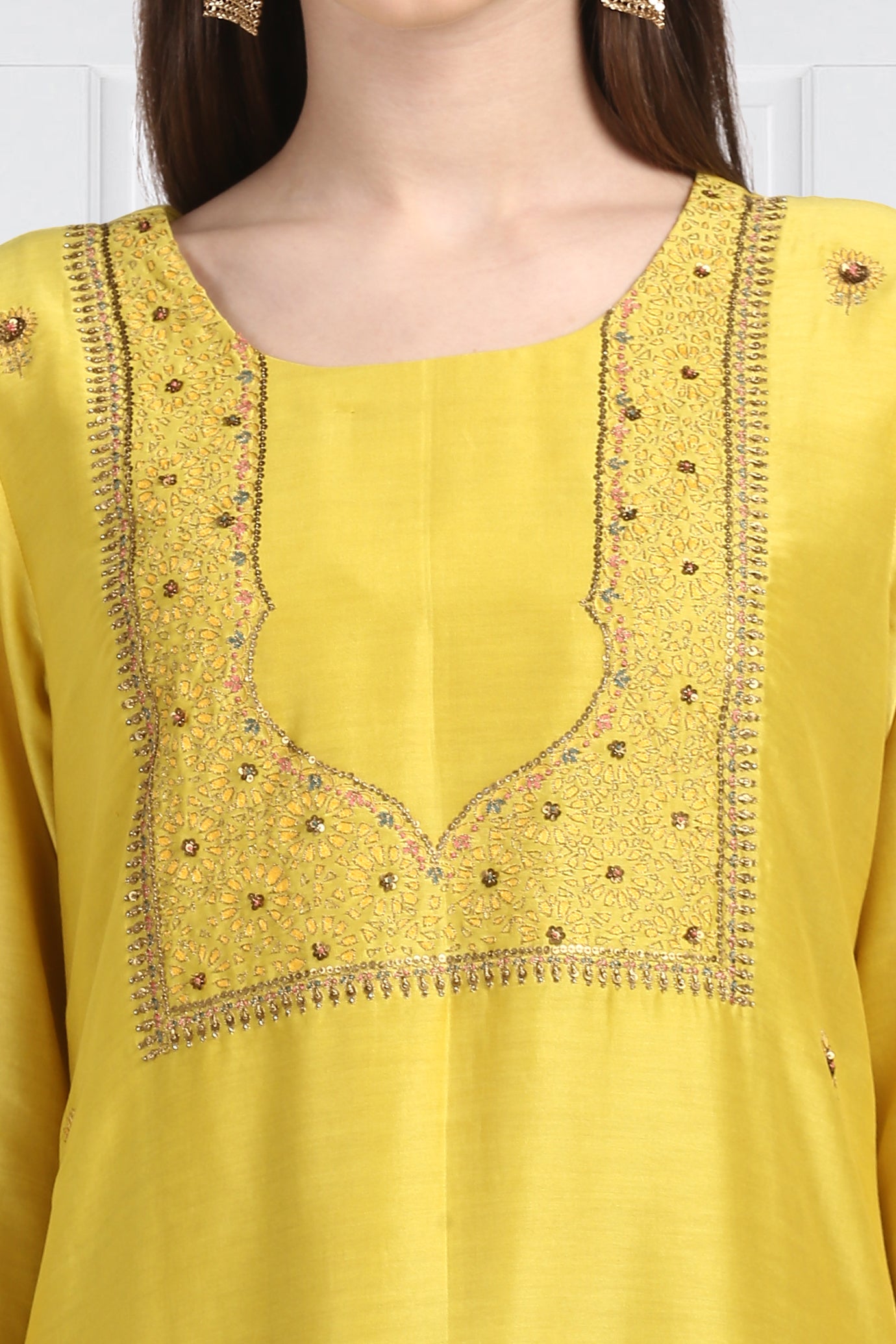 Label Earthen | Yellow Kurta & Pants With Dupatta | INDIASPOPUP.COM