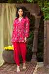 Chhavvi Aggarwal-Red Printed Tunic With Dhoti Pants-INDIASPOPUP.COM