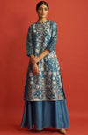 Saksham & Neharicka-Blue Floral Printed Kurta-INDIASPOPUP.COM