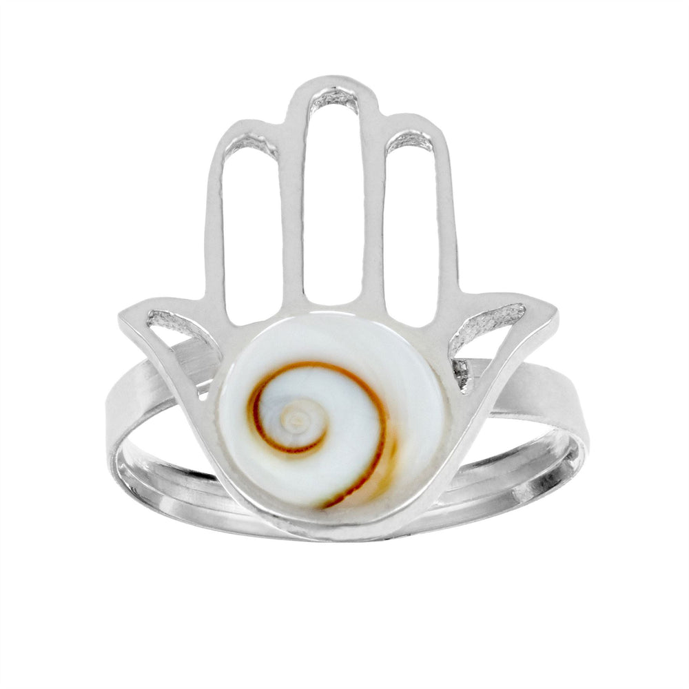 Sterling Silver Satin Finish Wide Shiva Eye Shell Adjustable Wrap