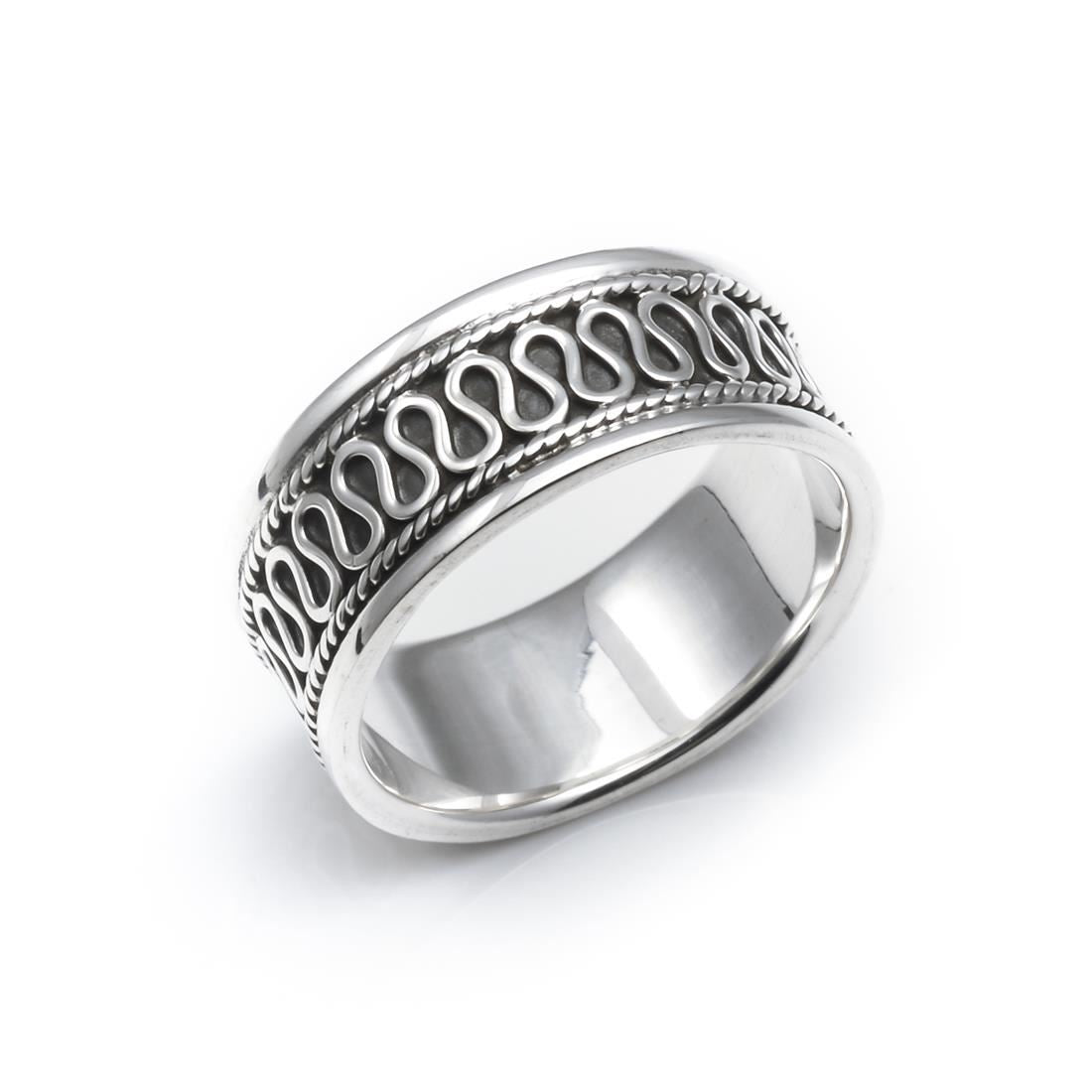 sterling silver ring, wide ring, wide band, sterling silver braided band  (R243) 
