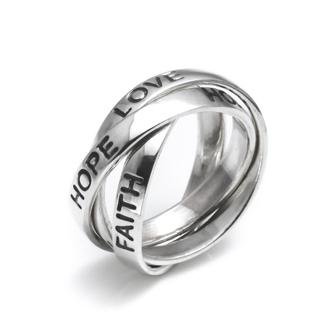 Faith ring stopper ring ring band shiny rhodium plated 925 silver -  Gioiellitaly