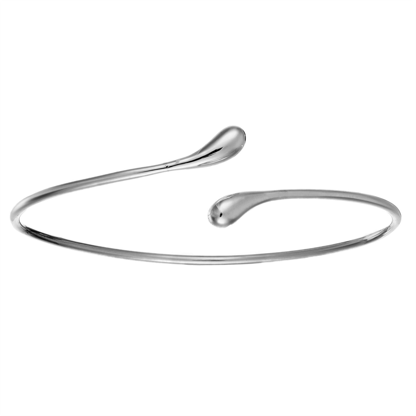 Adjustable Sterling Silver Double Ball Wrap Bangle