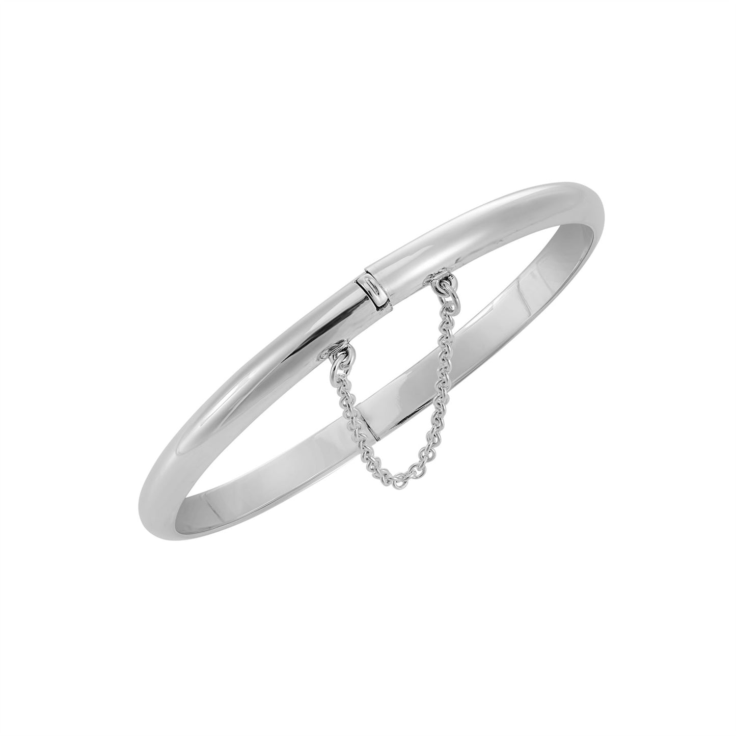 Sterling Silver Classic Round Hinged Bangle | Silverly