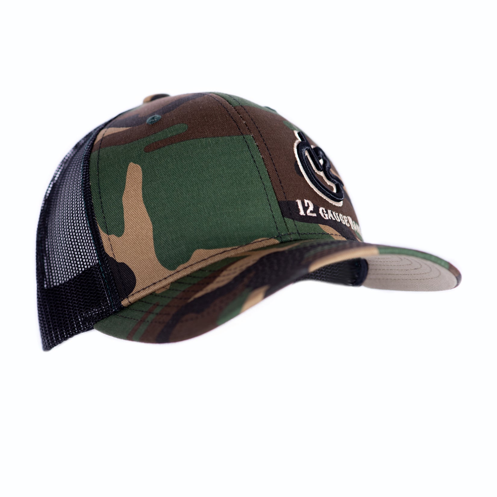 Camo and Black 12 Gauge Trucker Baseball Hat – 12 Gauge Ranch Ranch