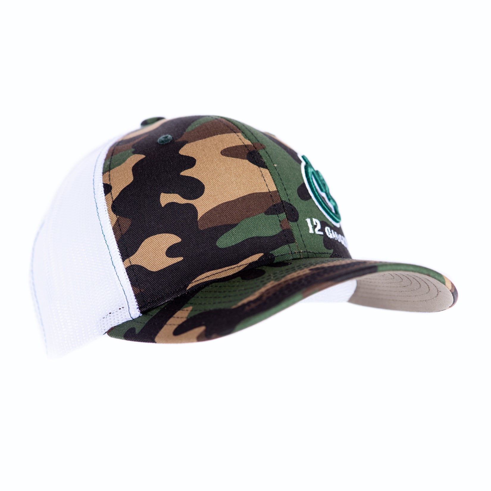 Camo and White 12 Gauge Trucker Baseball Hat – 12 Gauge Ranch Ranch