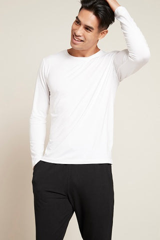 man in white athleisure shirt